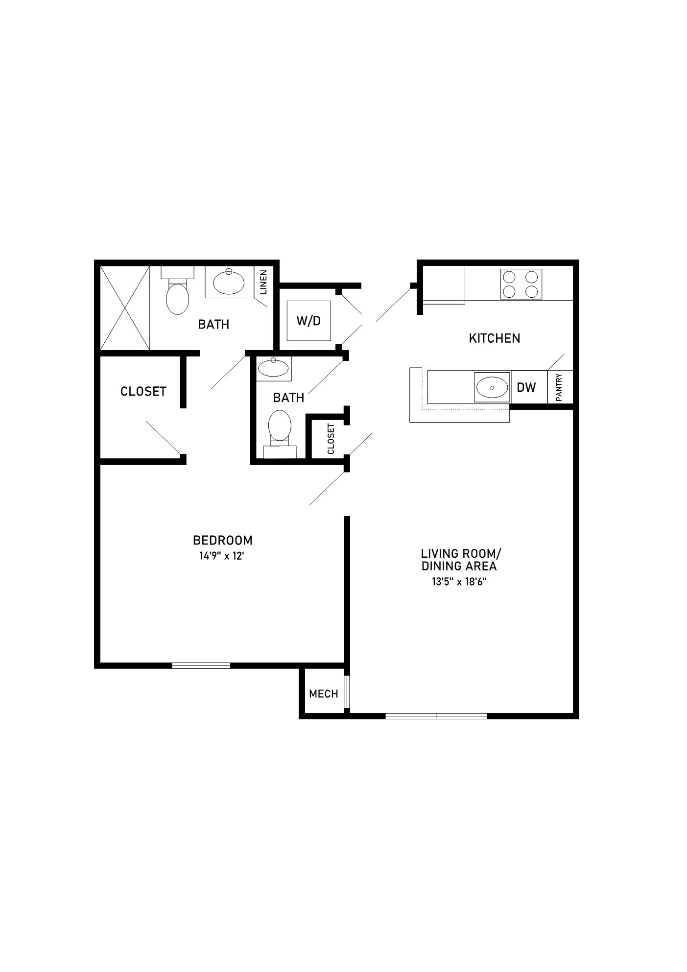 cottonwood floor plan 1 bedroom 1.5 bathroom