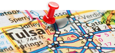Tulsa with a pin in it on the map